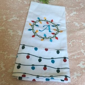 Christmas Embroidered Kitchen Towel letter A